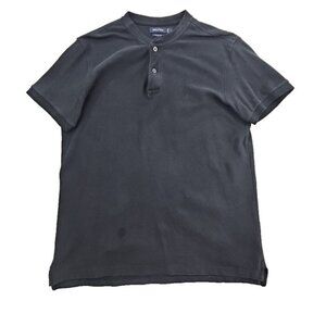 Nautica Slim Fit Heavy Crew Neck Shirt Men's Large Dark Navy Blue EUC LN